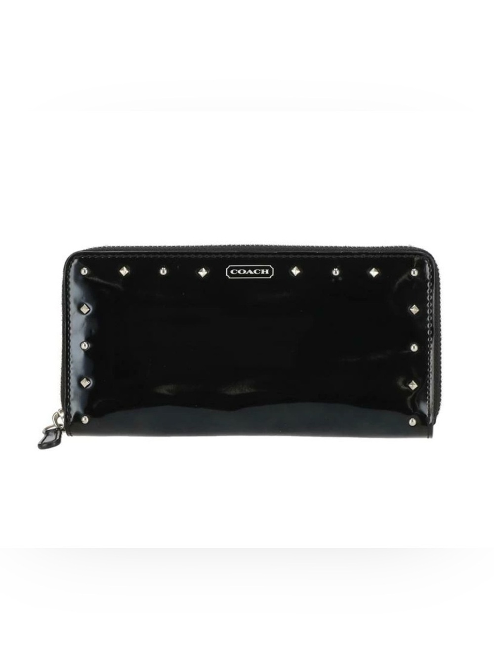 🆕NWT Coach  Black Patent Leather Studded Wallet  Multi Credit Card Slots